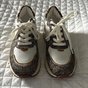 Madewell White & Brown Speckled Leather Sneakers, never worn